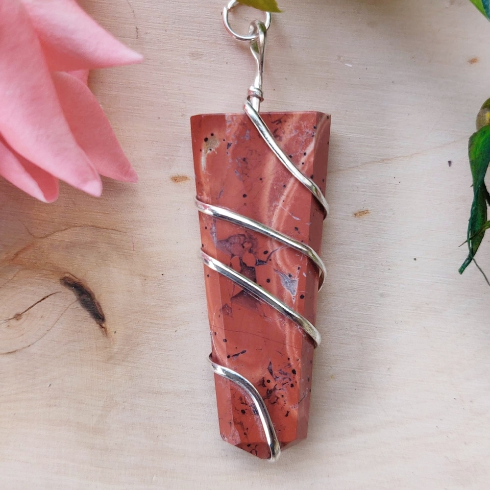 Flat Wire Wrapped Crystal Pendant Comes with Free cord chain.